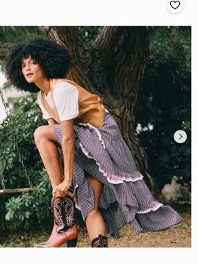 ANTHROPOLOGIE BEACHGOLD XS tiered Midi Skirt Orig $145 Excellent Condition